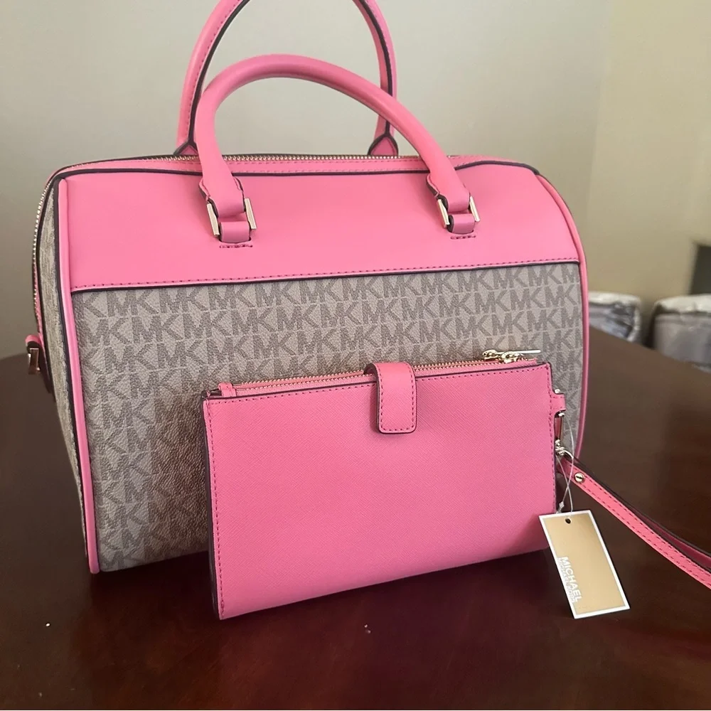 Michael Kors Jet Set Travel Duffle Satchel Shoulder Crossbody Bag & wallet set - Picture 6 of 17